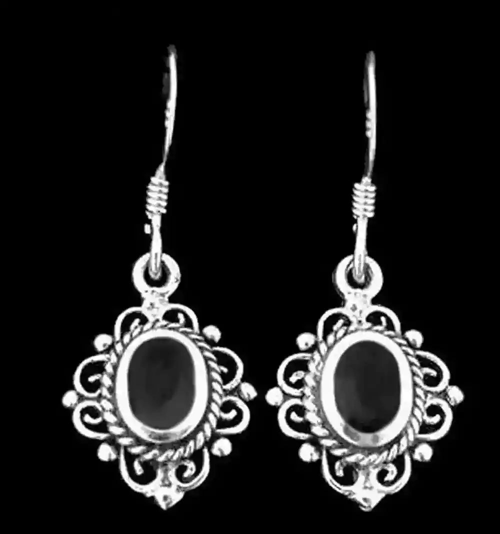 Ohrhänger, Ohrringe mit Onyxstein Schmuck 925er Silber - Firma Holzenplotz - Silberketten-Goldketten.de 