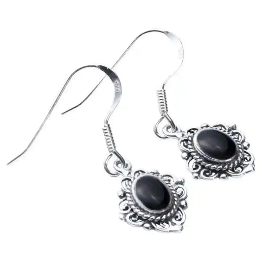 Ohrhänger, Ohrringe mit Onyxstein Schmuck 925er Silber - Firma Holzenplotz - Silberketten-Goldketten.de 