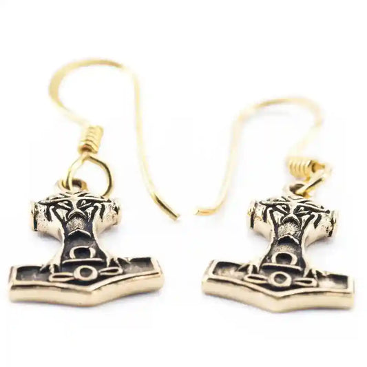 Ohrhänger, Ohrringe Thors Hammer Bronze Schmuck - Firma Holzenplotz - Silberketten-Goldketten.de 