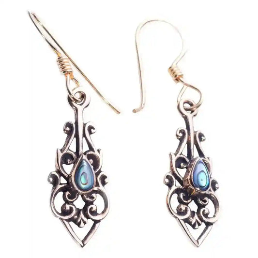Ohrringe Bohemia Paua-Muschel Seeopal Ohrschmuck Bronze 3,5cm - Firma Holzenplotz - Silberketten-Goldketten.de 