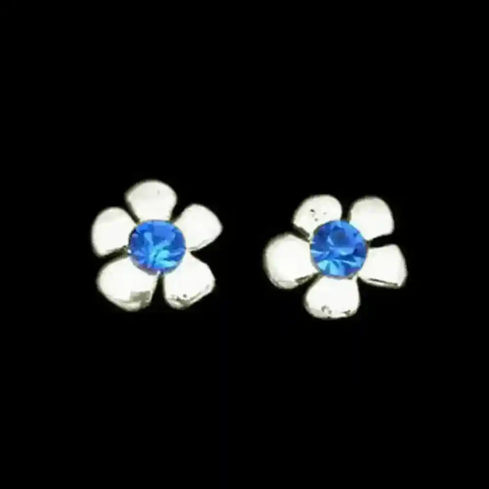 Ohrstecker Blume blau klein Schmuck 925er Silber - Firma Holzenplotz - Silberketten-Goldketten.de 