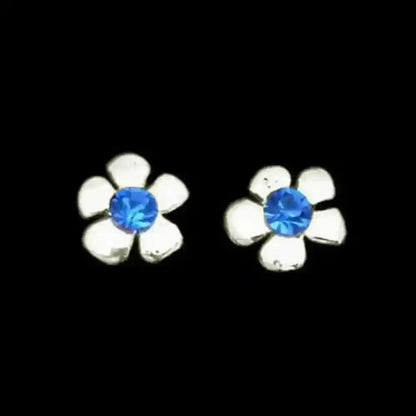 Ohrstecker Blume blau klein Schmuck 925er Silber - Firma Holzenplotz - Silberketten-Goldketten.de 