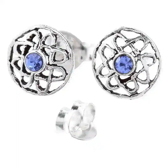 Ohrstecker Celtic Blue Crystal Schmuck 925er Silber - Firma Holzenplotz - Silberketten-Goldketten.de 