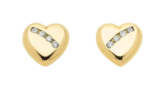 Ohrstecker Herz Zirkonia 333 Gelbgold - Firma Holzenplotz - Silberketten - Goldketten.de