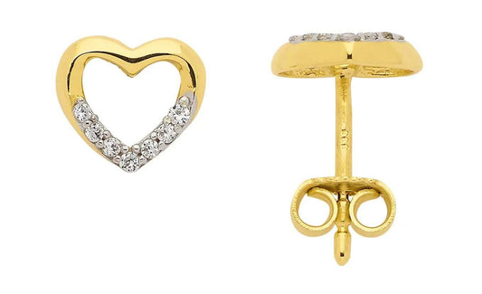 Ohrstecker Herz Zirkonia 333 Gold rhodiniert - Firma Holzenplotz - Silberketten - Goldketten.de