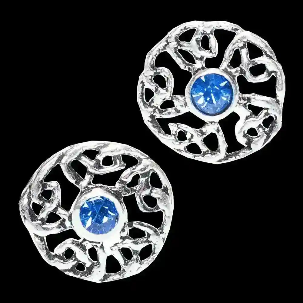 Ohrstecker keltischer Knoten kleiner blauer Glasstein 925er Silber - Firma Holzenplotz - Silberketten-Goldketten.de 