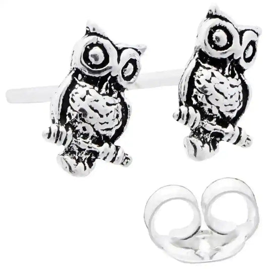 Ohrstecker Kleine Eulen Uhu 6 mm Vogel 925er Silber Schmuck - Firma Holzenplotz - Silberketten-Goldketten.de 