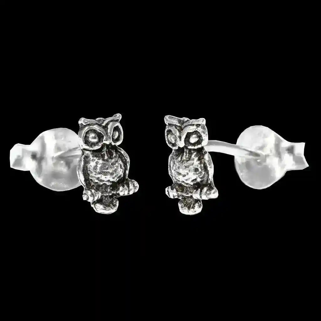 Ohrstecker Kleine Eulen Uhu 6 mm Vogel 925er Silber Schmuck - Firma Holzenplotz - Silberketten-Goldketten.de 