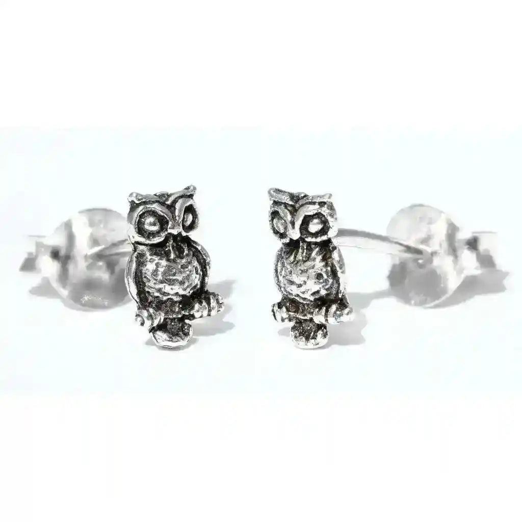 Ohrstecker Kleine Eulen Uhu 6 mm Vogel 925er Silber Schmuck - Firma Holzenplotz - Silberketten-Goldketten.de 