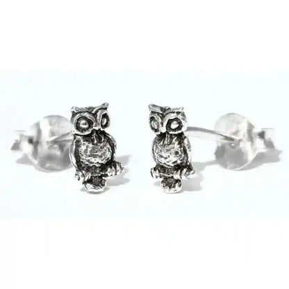Ohrstecker Kleine Eulen Uhu 6 mm Vogel 925er Silber Schmuck - Firma Holzenplotz - Silberketten-Goldketten.de 
