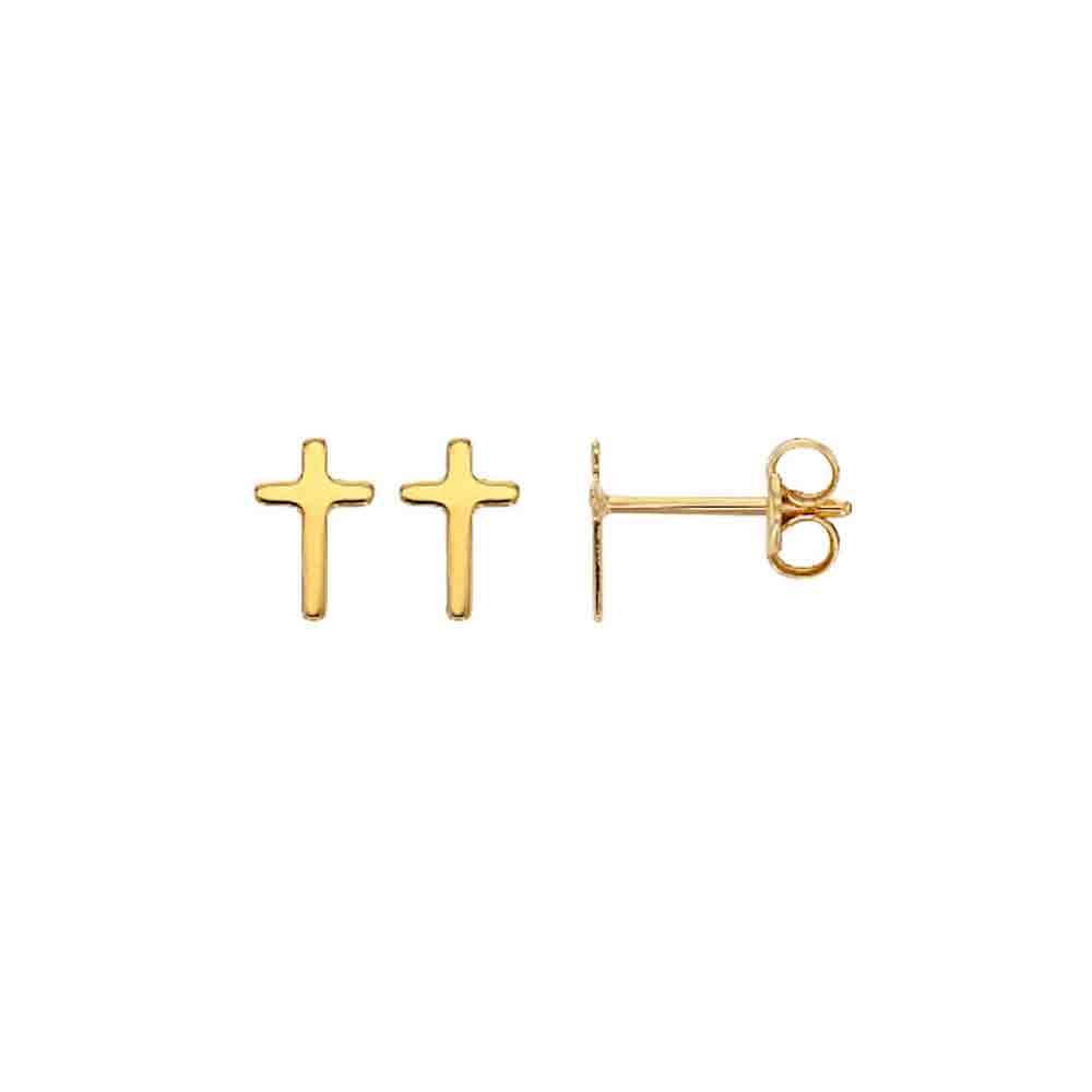 Ohrstecker Kreuz sehr klein 375 - 9 Karat Gelbgold - Firma Holzenplotz - Silberketten - Goldketten.de