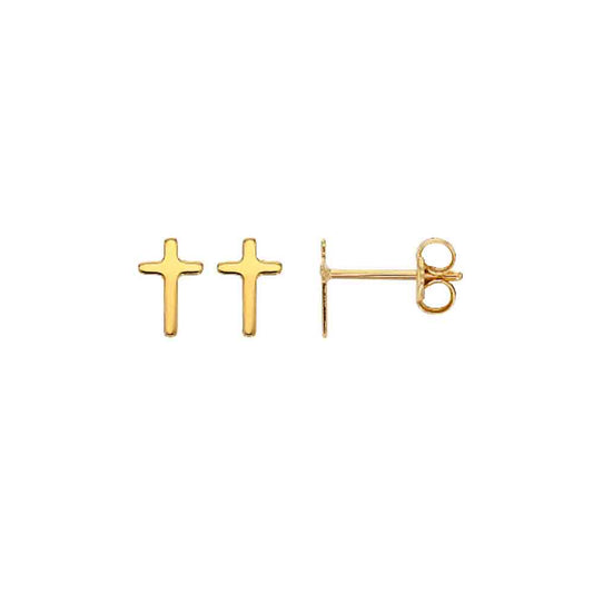 Ohrstecker Kreuz sehr klein 375 - 9 Karat Gelbgold - Firma Holzenplotz - Silberketten - Goldketten.de