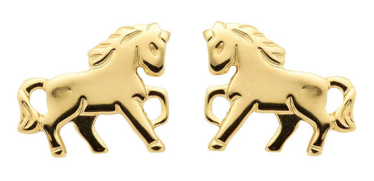 Ohrstecker Motiv Pferd 333 Gelbgold - Firma Holzenplotz - Silberketten - Goldketten.de