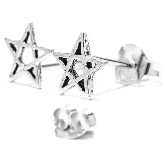 Ohrstecker Pentagramm klein 925er Silber Schmuck - Firma Holzenplotz - Silberketten-Goldketten.de 