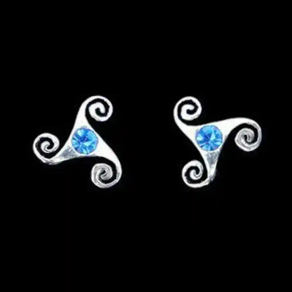 Ohrstecker Triskel Blauer Kristall 925er Silber Schmuck - Firma Holzenplotz - Silberketten-Goldketten.de 
