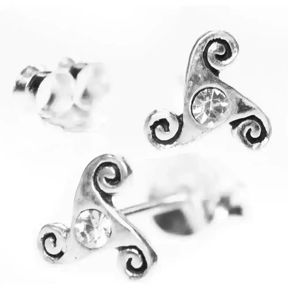 Ohrstecker Triskel Kristall 925er Silber Schmuck - Firma Holzenplotz - Silberketten-Goldketten.de 
