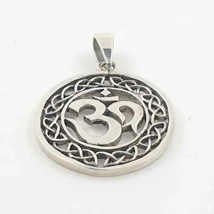 Om Aum Anhänger Schmuck Sanskrit keltischer Knoten Unedlichkeit Silber