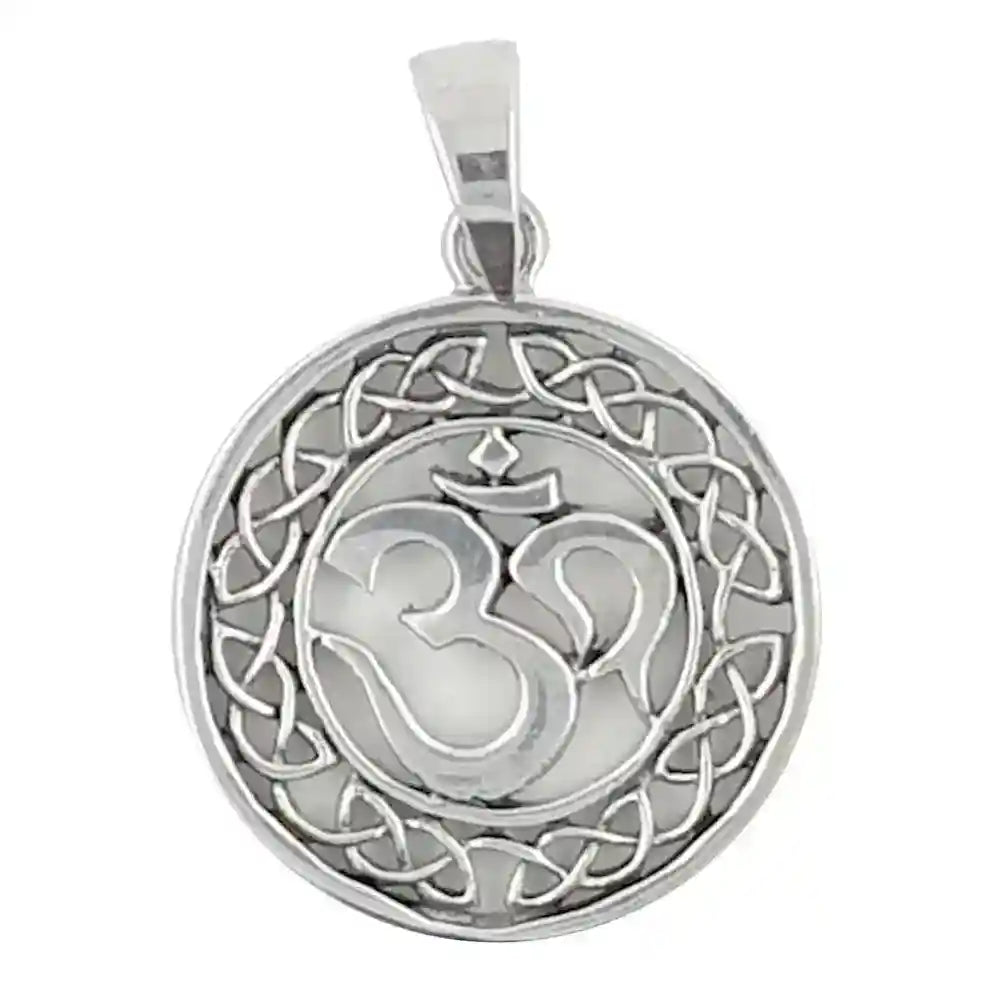 Om Aum Anhänger Schmuck Sanskrit keltischer Knoten Unedlichkeit Silber