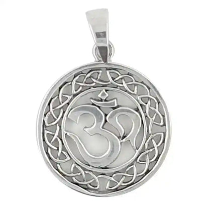 Om Aum Anhänger Schmuck Sanskrit keltischer Knoten Unedlichkeit Silber
