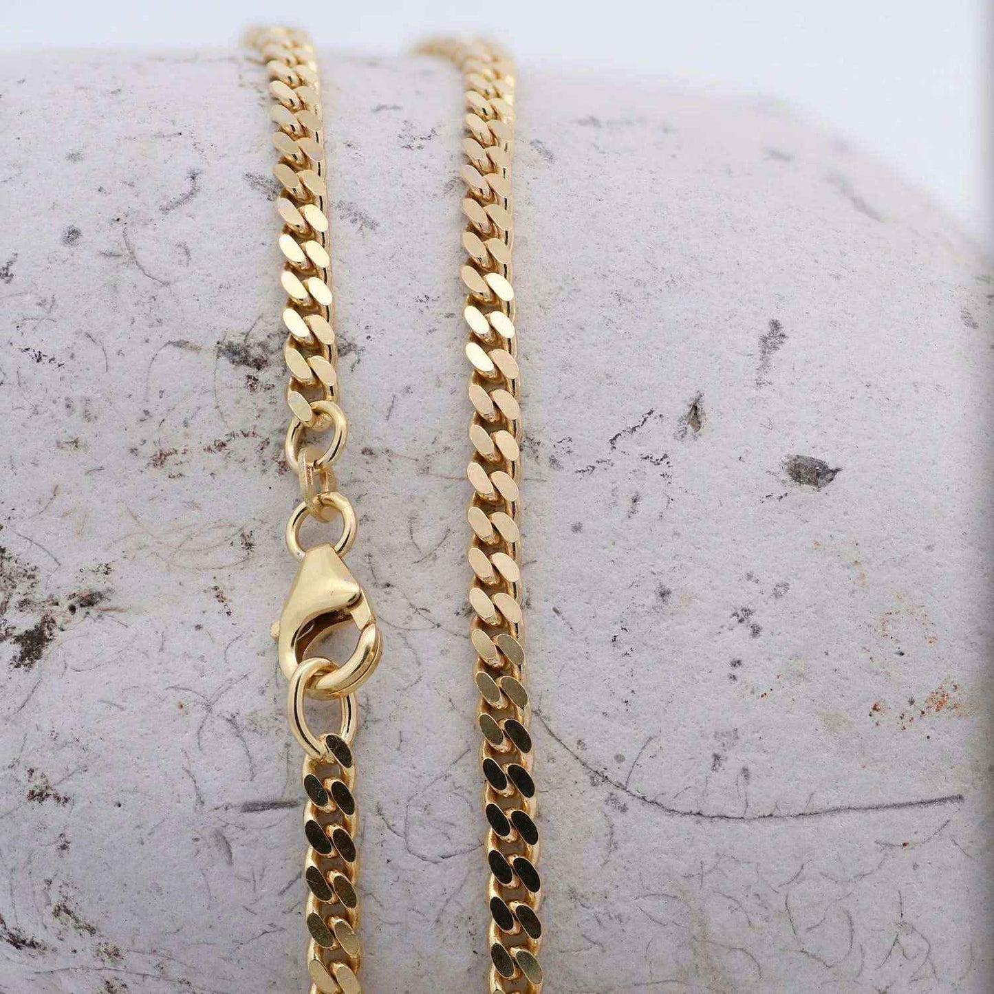 Panzerkette Halskette Breite 3,4 mm - 585 - 14 Karat Gold Auswahl