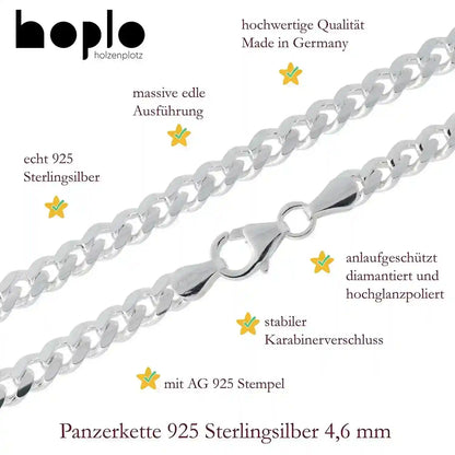 Panzerkette Halskette Breite 4,6 mm - 925 Sterlingsilber Auswahl - Firma Holzenplotz - Silberketten-Goldketten.de 