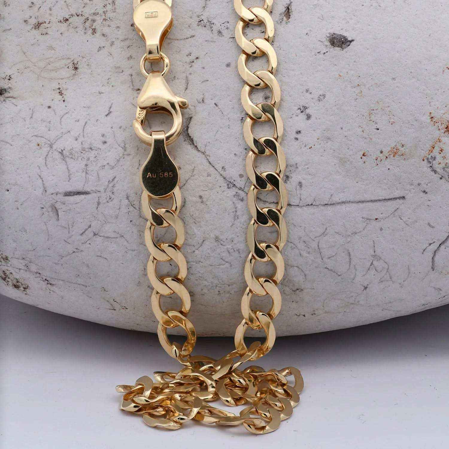 Panzerkette Halskette Breite 5,0 mm - 585 - 14 Karat Gold Auswahl - Firma Holzenplotz - Silberketten-Goldketten.de 