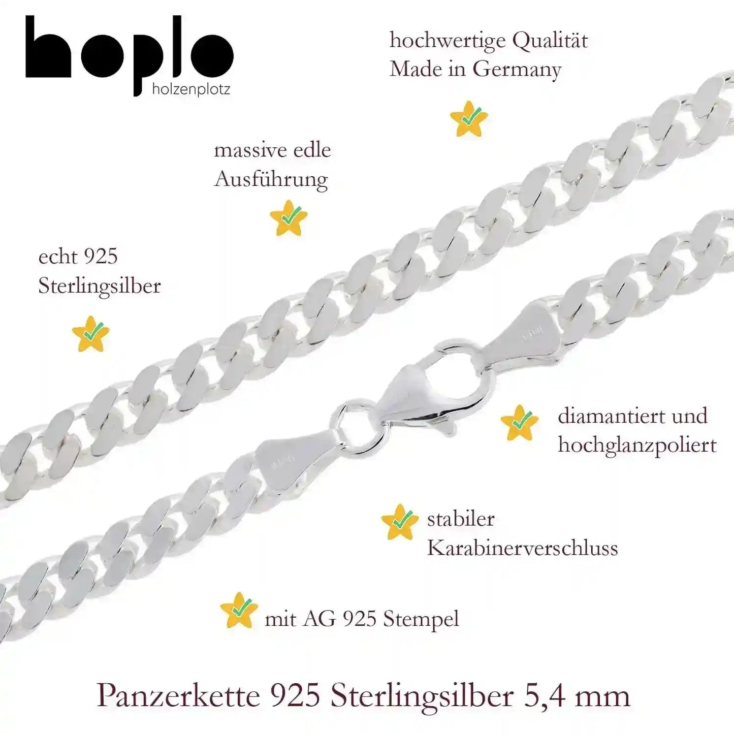 Panzerkette Halskette Breite 5,4 mm - 925 Sterlingsilber - Firma Holzenplotz - Silberketten-Goldketten.de 