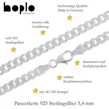 Panzerkette Halskette Breite 5,4 mm - 925 Sterlingsilber - Firma Holzenplotz - Silberketten-Goldketten.de 