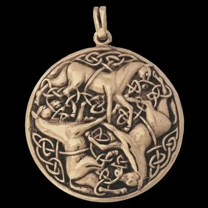 Pferdeanhänger Bonna gross Bronze Schmuck - Keltische Knoten , Pferd - 61x48mm