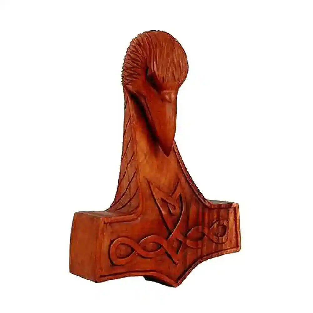 Rabenhammer handmade geschnitztes Ornament Holzbild Rabe Thorhammer Wandrelief