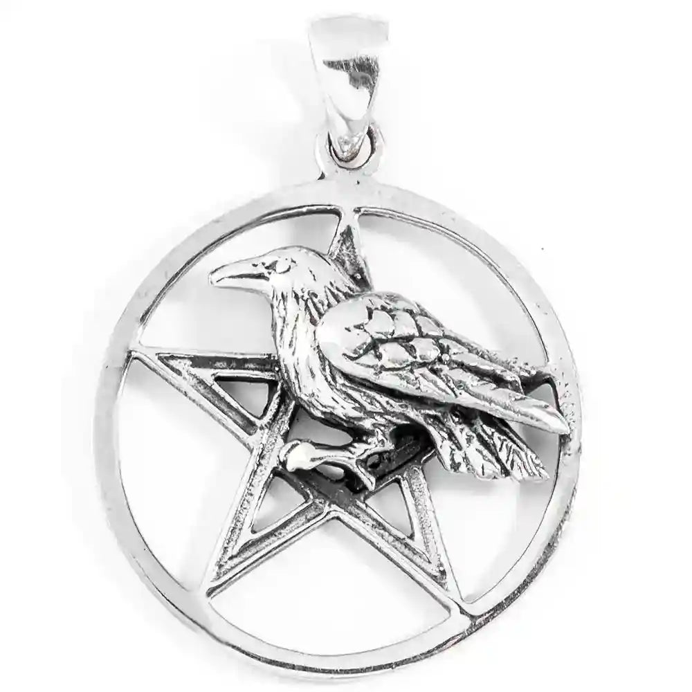 Rabenpentagramm Schmuck Anhänger 925er Silber - Pentagramm - 30x22mm