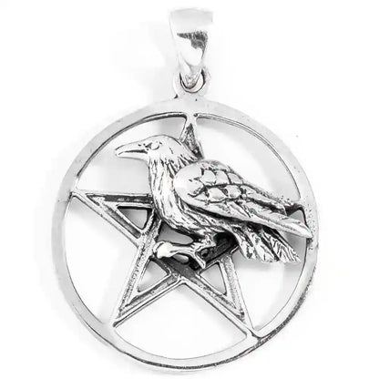 Rabenpentagramm Schmuck Anhänger 925er Silber - Pentagramm - 30x22mm