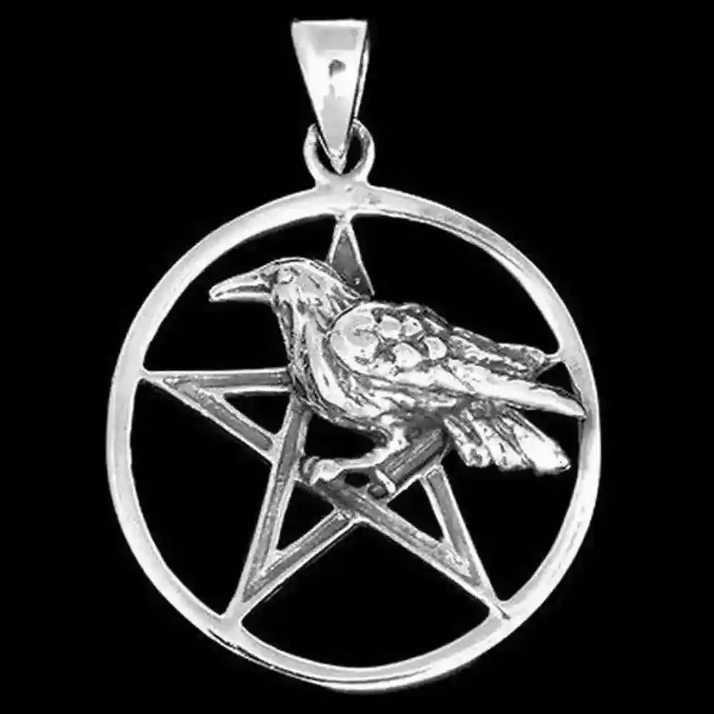 Rabenpentagramm Schmuck Anhänger 925er Silber - Pentagramm - 30x22mm