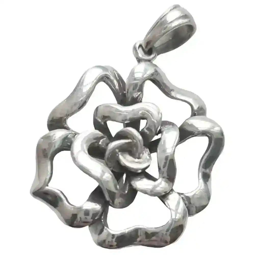 Rose Blume Schmuck Anhänger 925er Silber 27x39mm