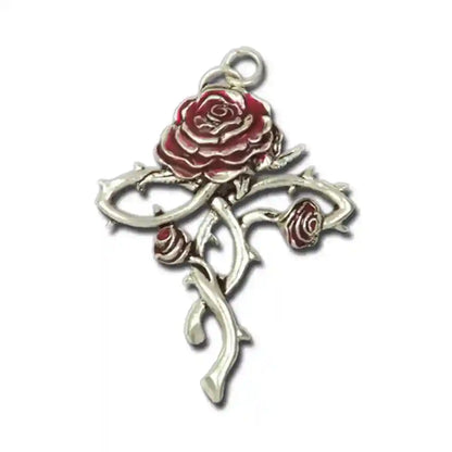 Rosenkreuz Anhänger  Rose Dornen Galraedia Gothic Mystic + Kette - Kreuze - 33x42mm