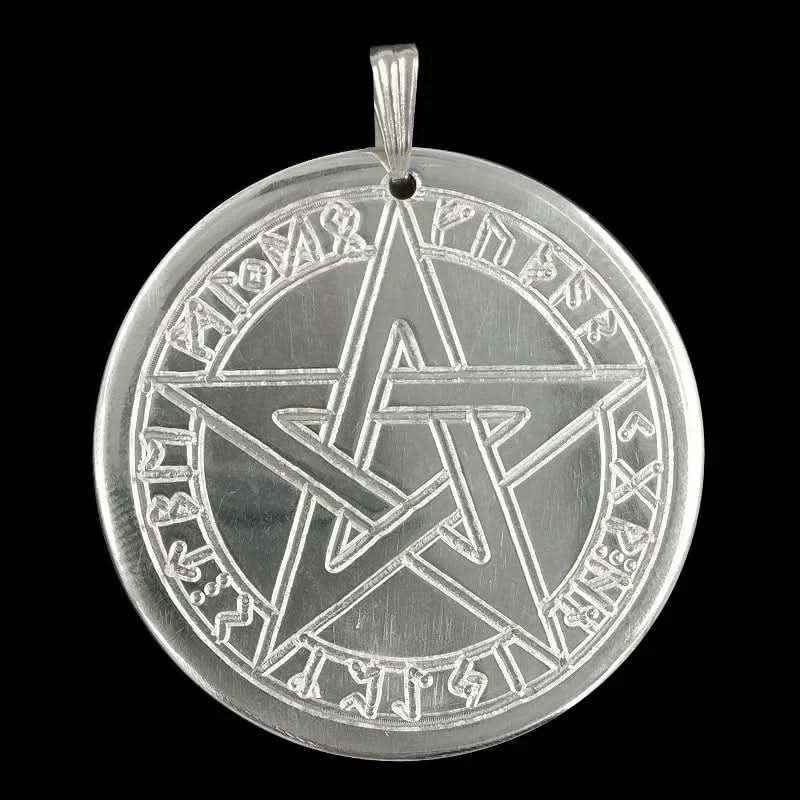 Runenpentagramm Schutzrune Schmuck Anhänger Messing versilbert