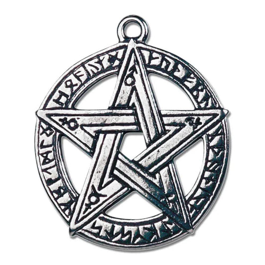 Runenstern Pentagramm Anhänger Schmuck - mit Halskette - 37x34mm - Firma Holzenplotz - Silberketten - Goldketten.de