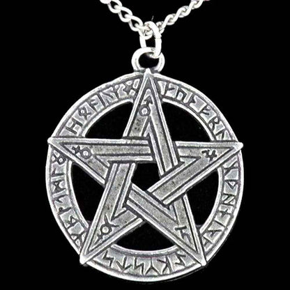 Runenstern Pentagramm Anhänger Schmuck - mit Halskette - 37x34mm
