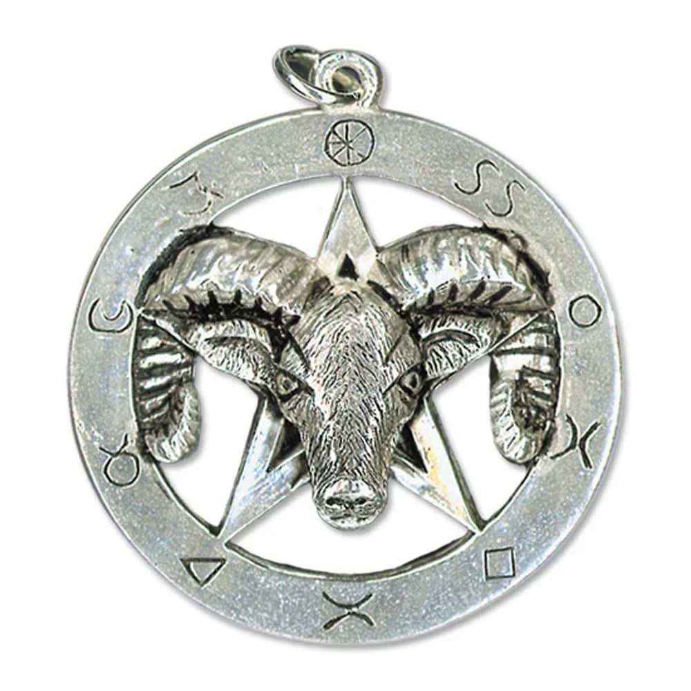 Schafbock Pentagramm Schmuck Anhänger 925er Silber Pentagramm 27x29mm + Halsband