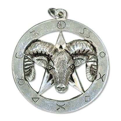 Schafbock Pentagramm Schmuck Anhänger 925er Silber Pentagramm 27x29mm + Halsband