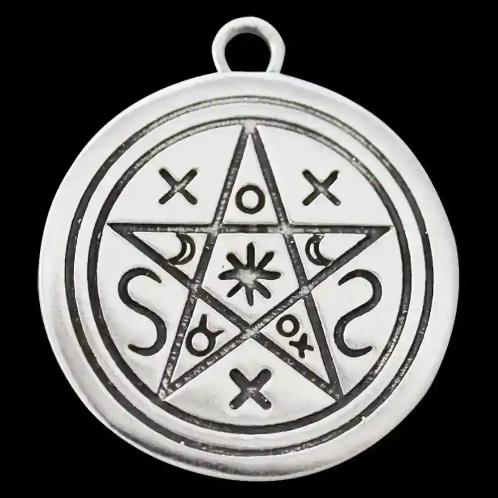 Schatten Pentagramm Schmuck Anhänger versilbert mit Kette Satinbeutel 26 mm