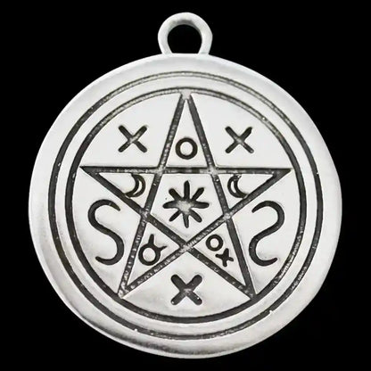 Schatten Pentagramm Schmuck Anhänger versilbert mit Kette Satinbeutel 26 mm