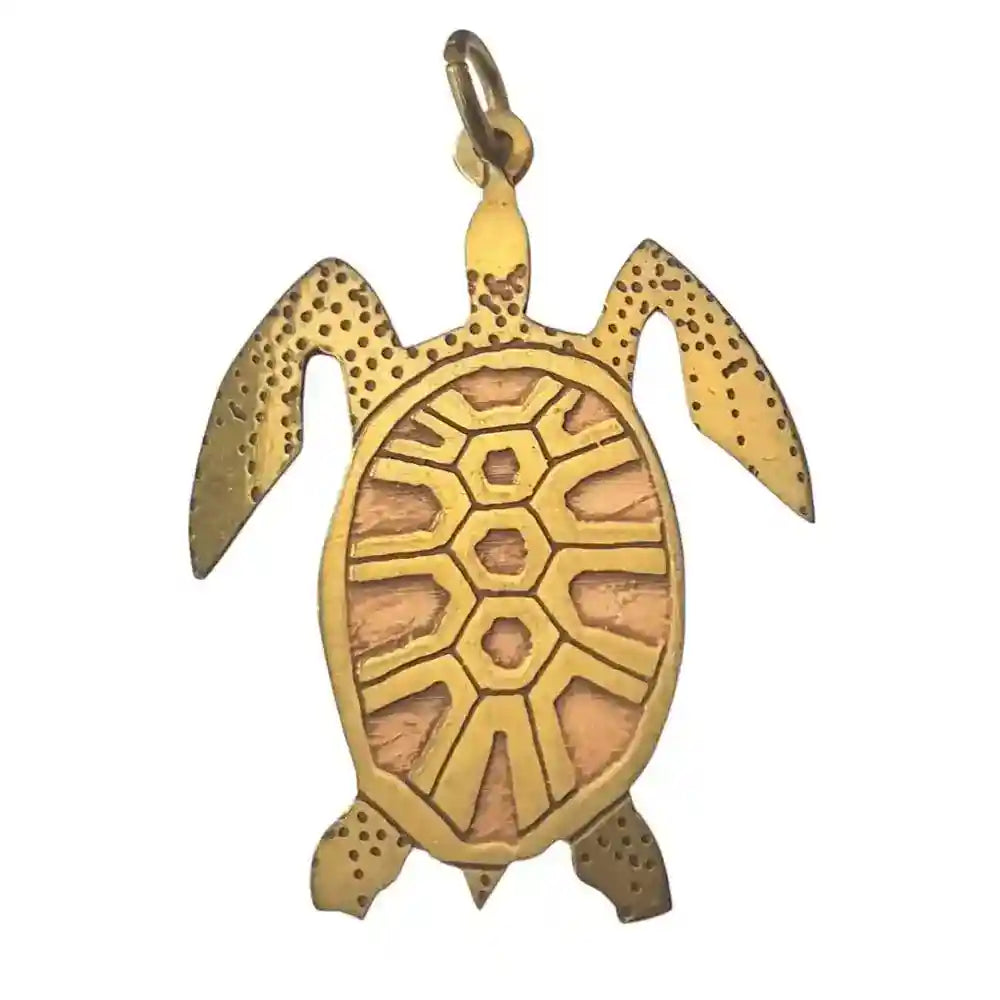 Schildkröte Amulett Messing Kupfer Talisman: 38 mm