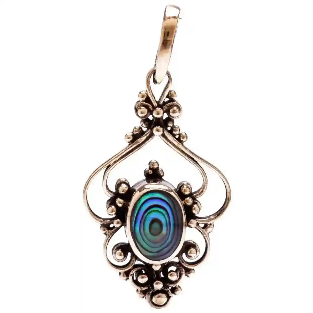 Schmuck Anhänger Mittelalter Schmuck Abalone Muschel Bronze 3.1 cm