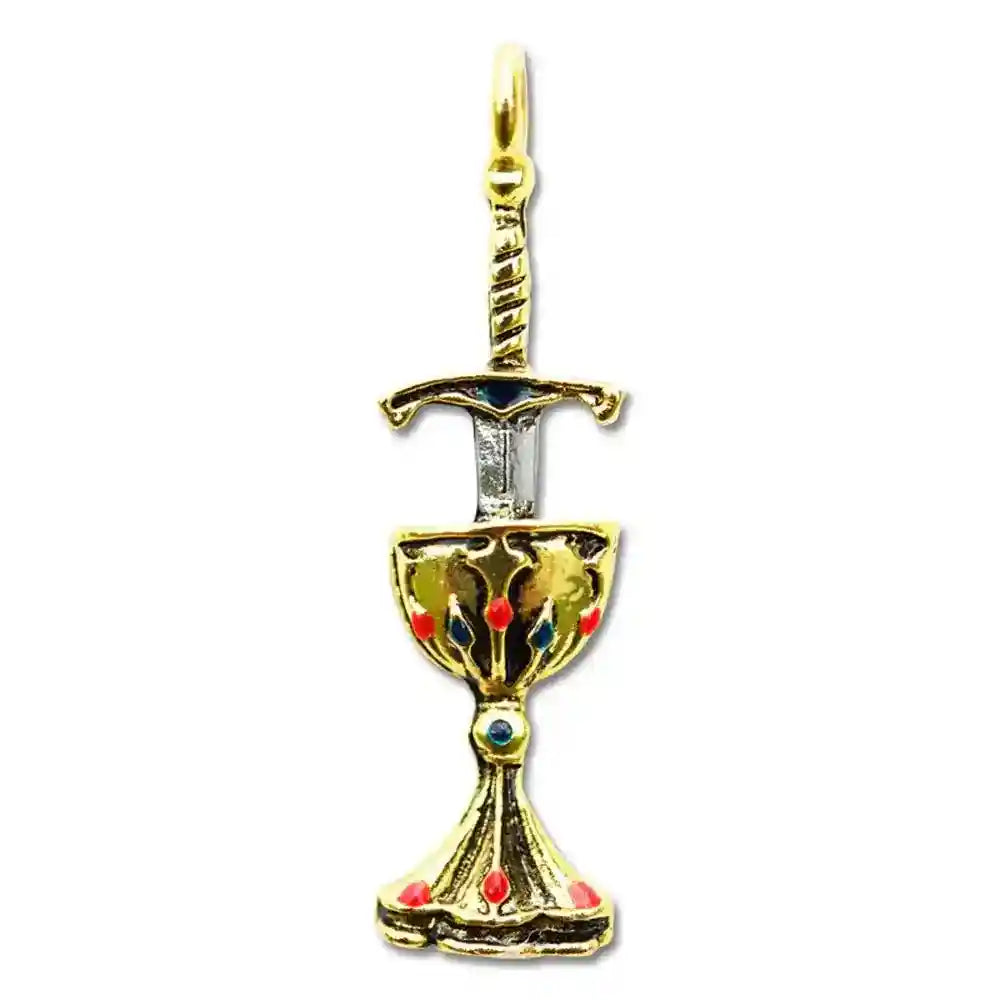 Schwert und Kelch Anhänger Schmuck - Ankh , Mittelalter - 10x42mm