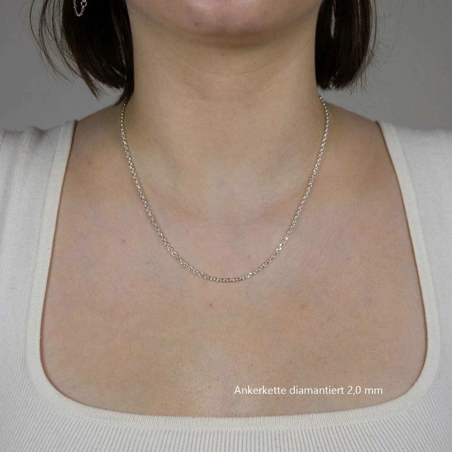 Silberkette Ankerkette diamantiert Halskette 2,0 mm massiv 925 Silber