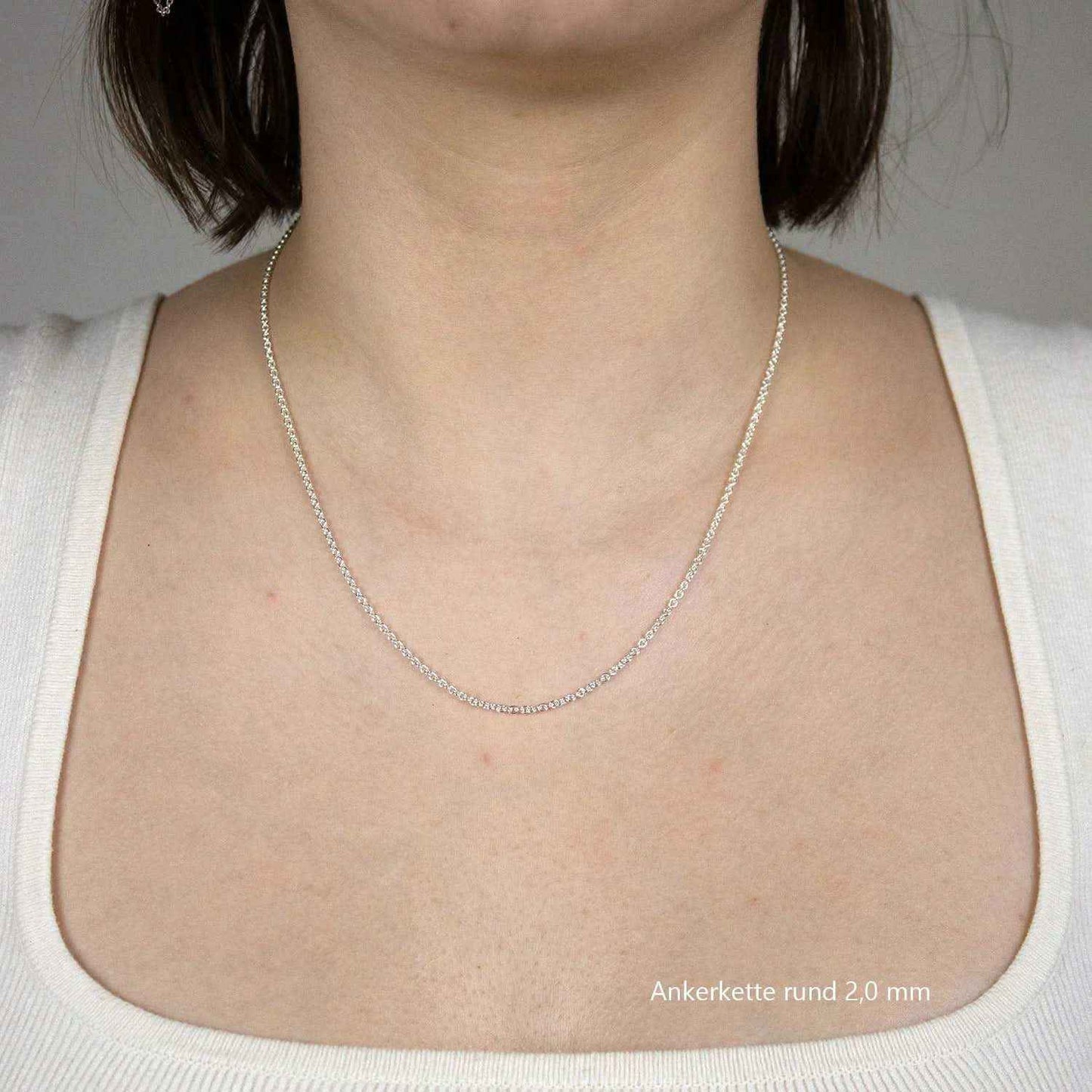 Silberkette Ankerkette rund Halskette Breite 2,0 mm massiv 925 Silber - Firma Holzenplotz - Silberketten-Goldketten.de 
