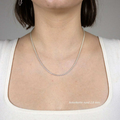 Silberkette Ankerkette rund Halskette Breite 2,8 mm massiv 925 Silber