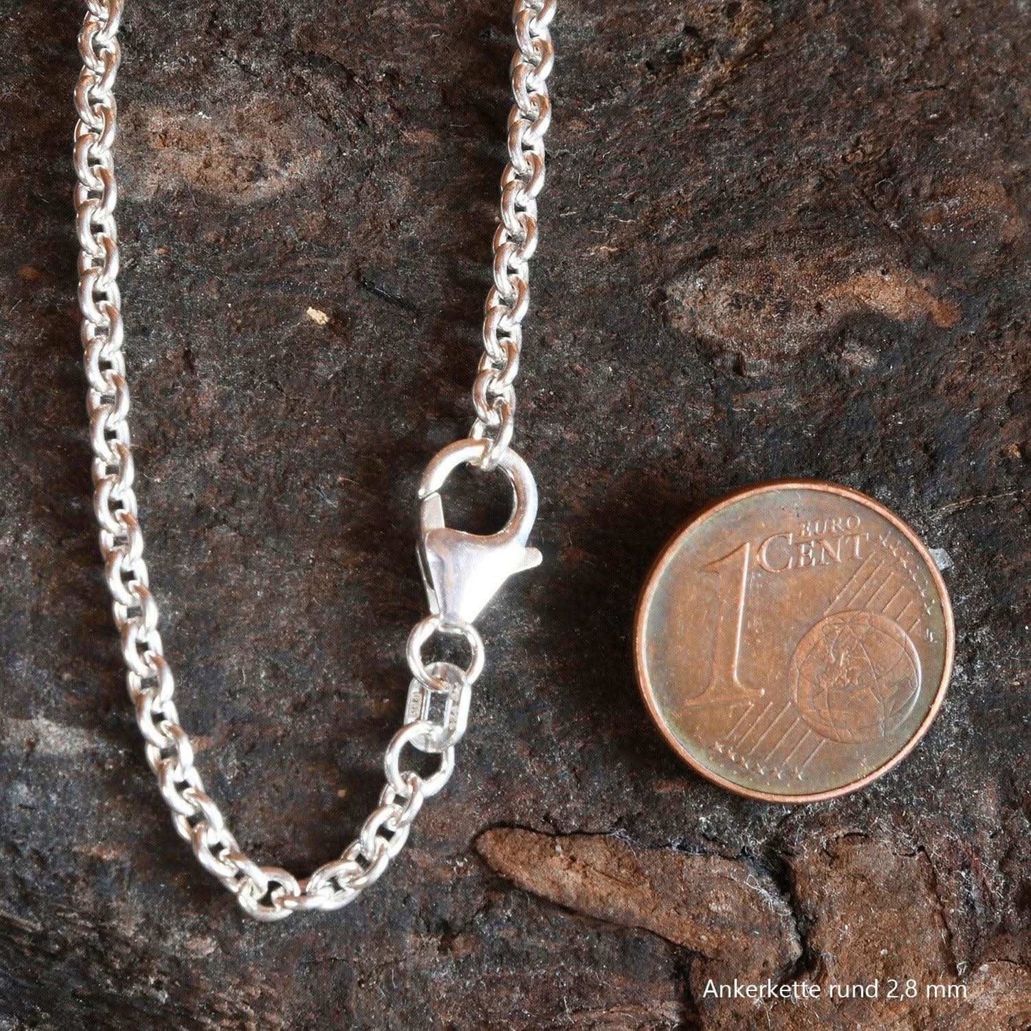 Silberkette Ankerkette rund Halskette Breite 2,8 mm massiv 925 Silber