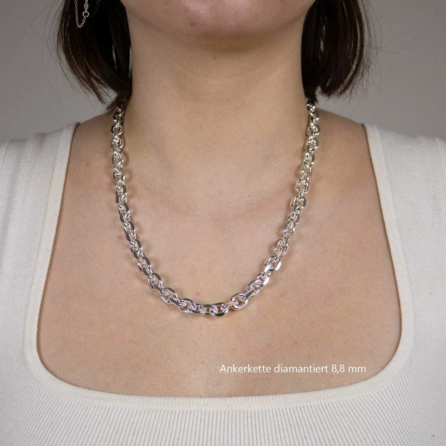 Silberkette Echt 925 Sterlingsilber Ankerkette diamantiert Silber Halskette - Damenkette und Herrenkette Made in Germany - Firma Holzenplotz - Silberketten - Goldketten.de